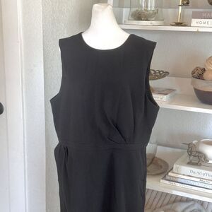 J. Crew Sz 16 Side-Slit Shift‎ Dress Stretchy Black Classic Dressy Cocktail Work